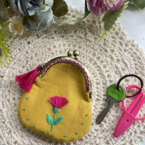 Monedero amarillo Porta llaves flor